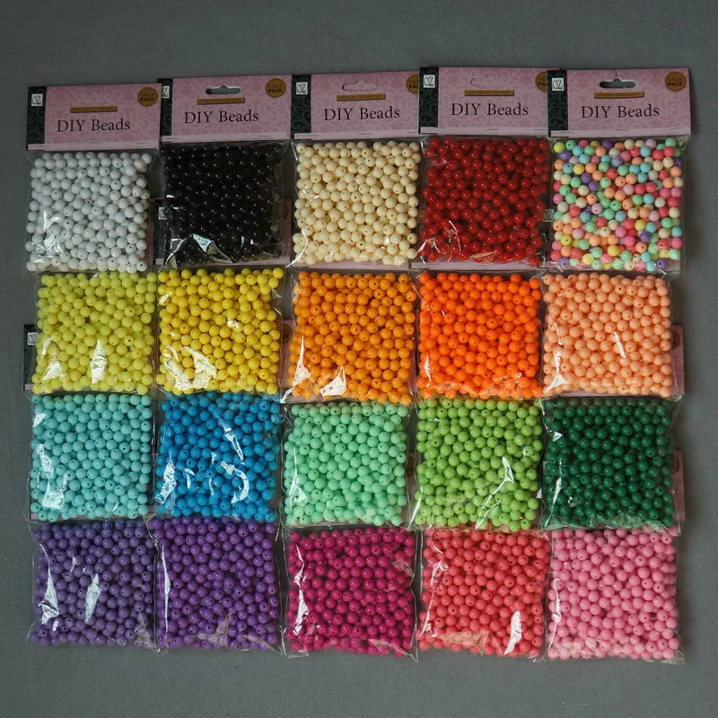 

8mm Acrylic Round Candy DIY Beads For Jewelry Making 20 Colors Handmade Craft Beads Needlework Accessories soild colors 260pcs