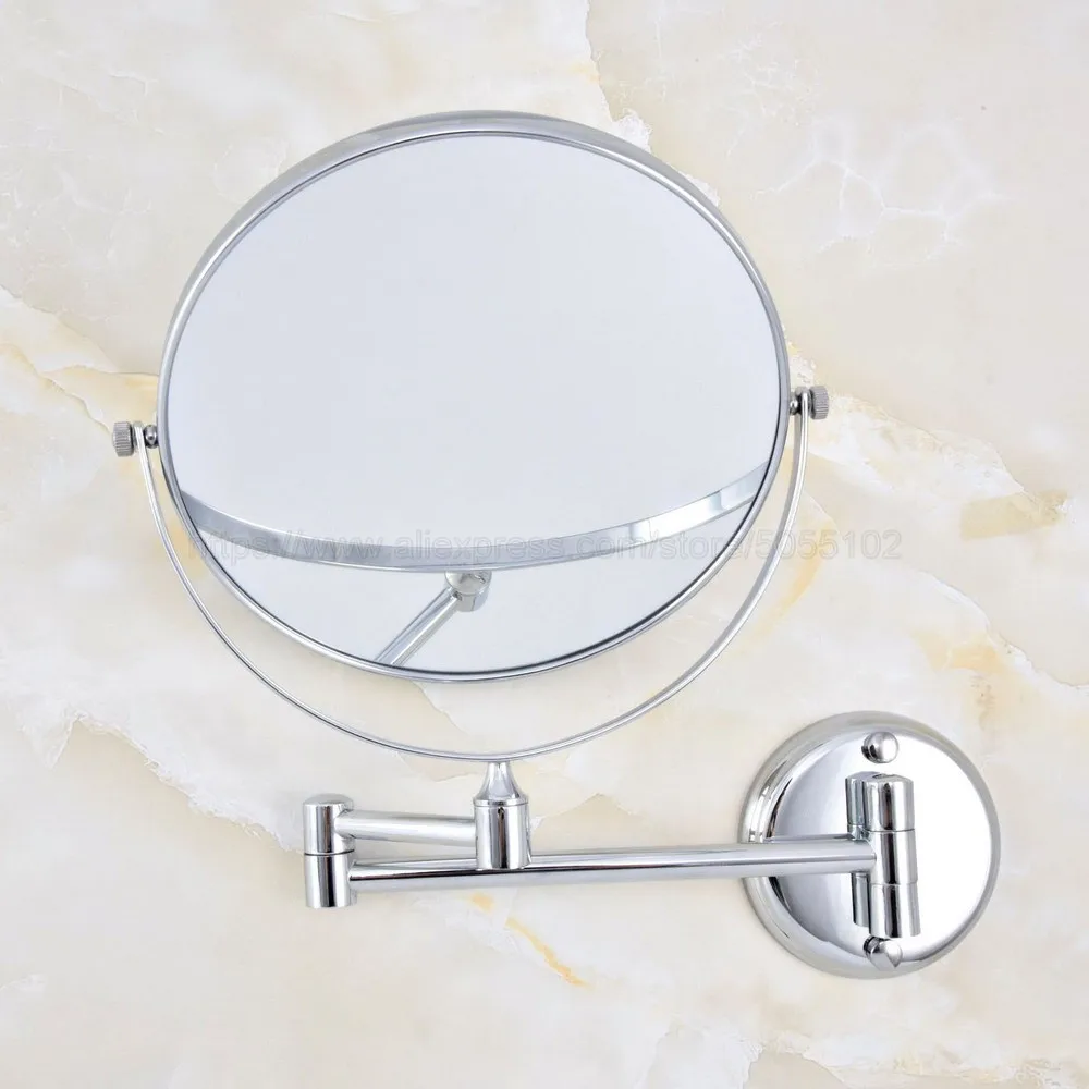 Хромированное круглое удлиняющее косметическое настенное зеркало для макияжа
