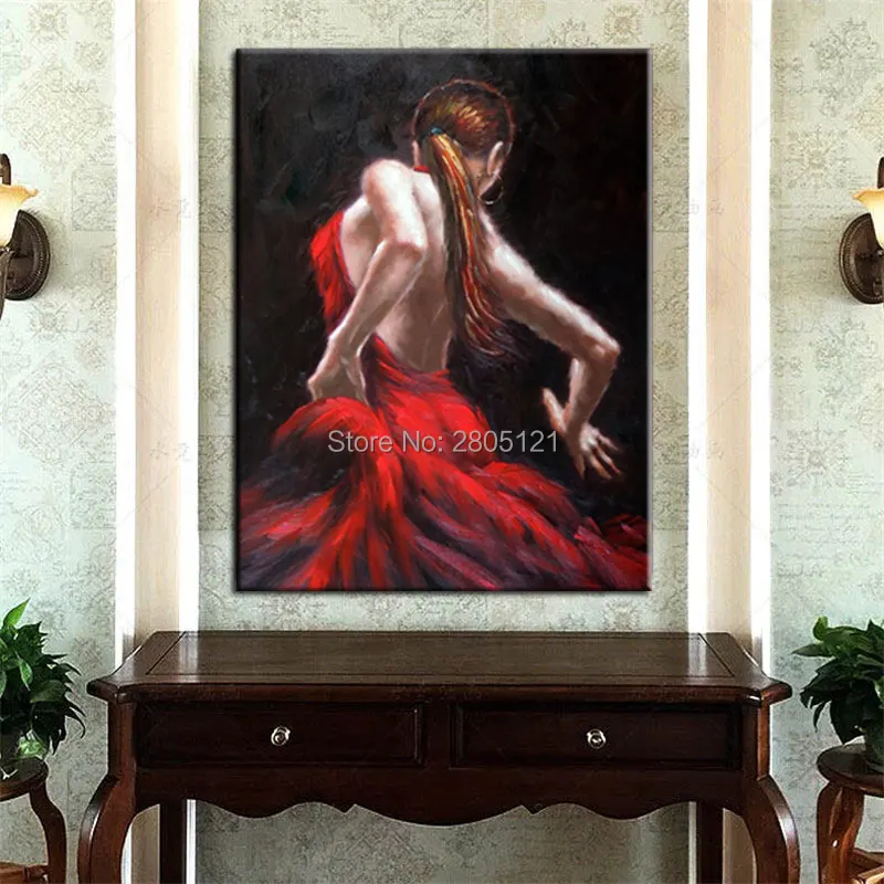 Ручная роспись элегантная Испанская танцовщица девушка картина маслом