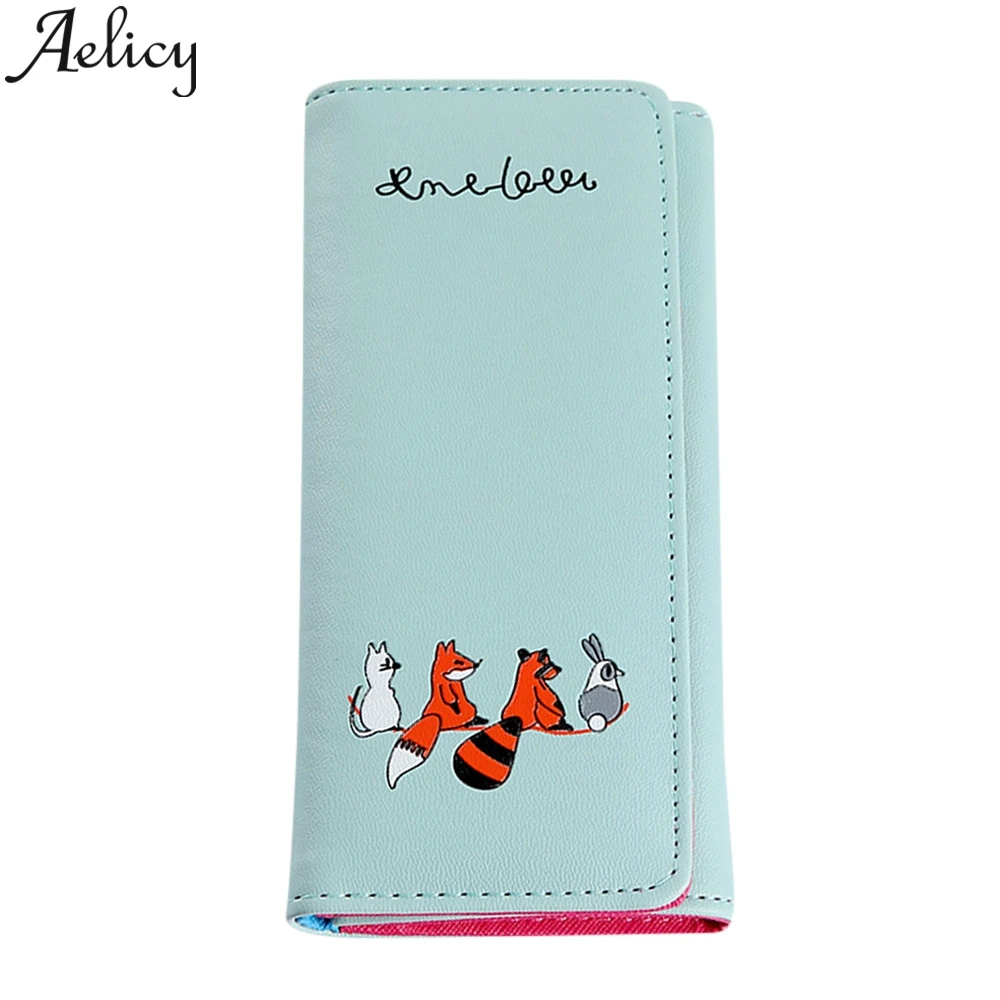 Aelicy, длинный кожаный кошелек с лисой кошкой, женские кошельки, кожаная сумка с отделением для монет, Сумка с держателем для кредитных карт, сумки, женские сумки, дизайнерские