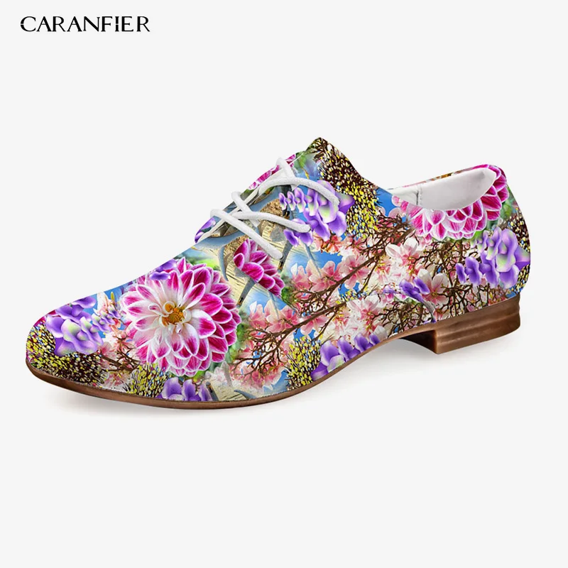 CARANFIER Woman Pointed High-heeled Shoes Oxford Classic Printing Multi-color Casual Non-slip Four Seasons Universal Large Size | Обувь