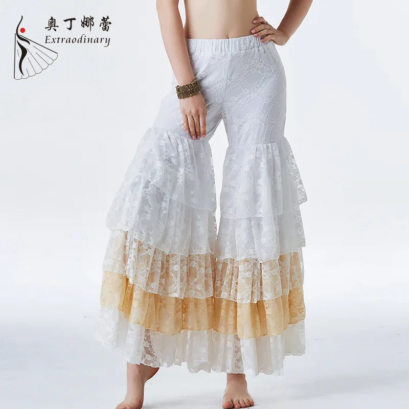 

Belly dance pants performance lace stitching pants women