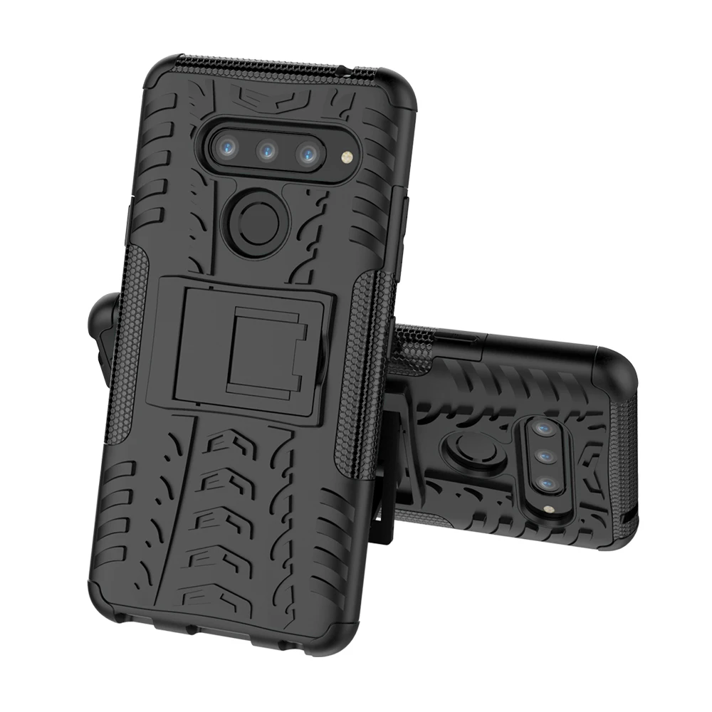 Shockproof Armor Phone Case Shell for LG V40 X Power 3 Anti Dust Bumper Cover Rugged Texture With Stand |