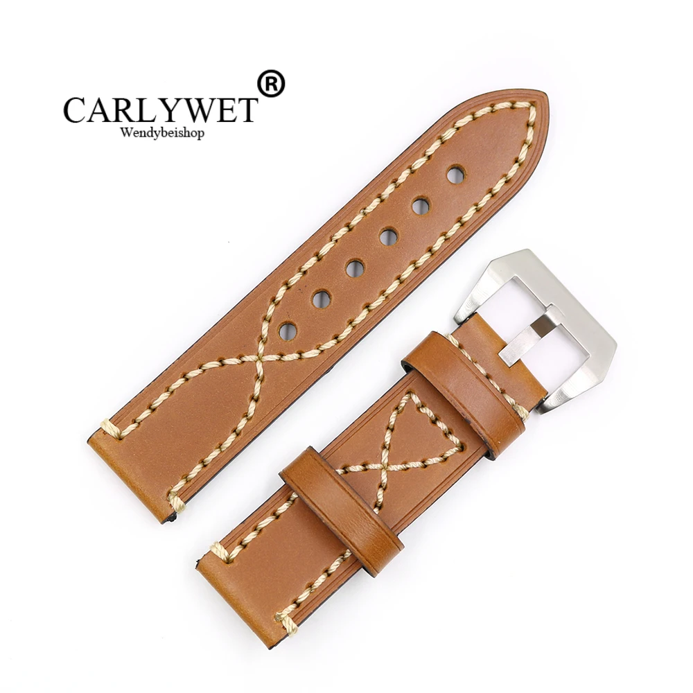 Ремешок CARLYWET20 22 24 26 мм для часов толстый светло-коричневый браслет Tag CARRERA Omega Montblanc