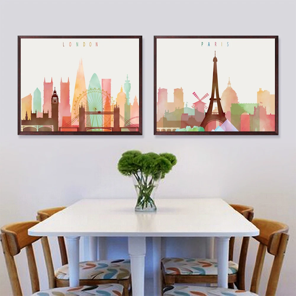 Простота холст Художественная печать картина цветного города Нью Йорк Лондон