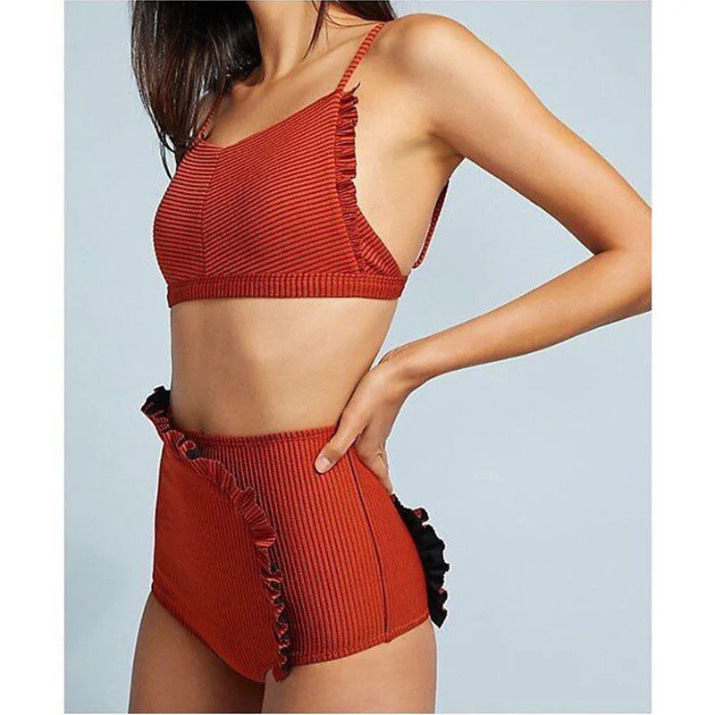 Женский комплект бикини с оборками maillot de bain femme 2018 купальный костюм женский