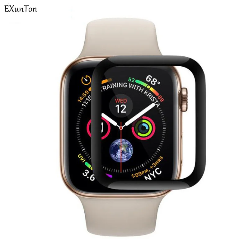 EXUNTON защита для экрана из мягкого углеродного волокна 3D закаленного стекла Apple Watch