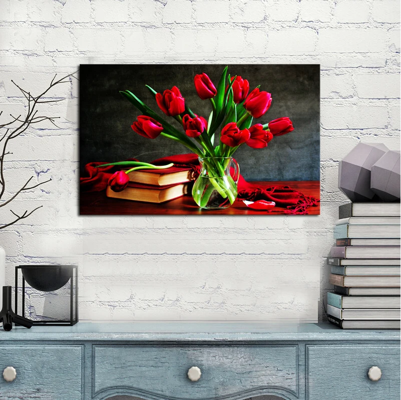 1 панель (без рамки) холст настенное искусство красивые красные розы цветы