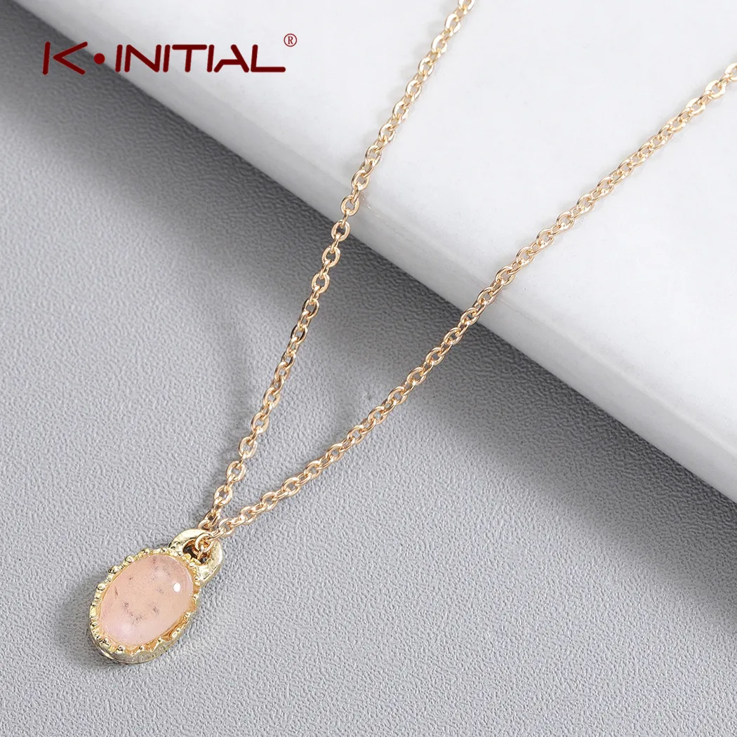 

Kinitial Fashion Oval Pendant Necklace for Women Choker Necklace Tiny Acrylic Necklaces Statement Chain Collier Femme Bijoux