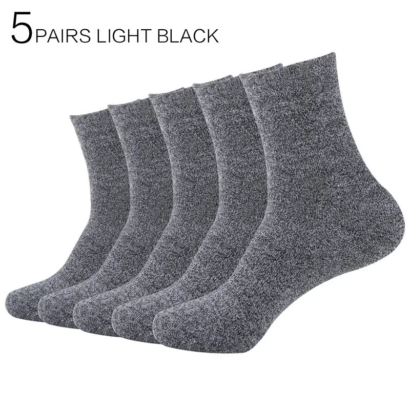 5Pair Light Black 5 пар/лот, мужские Модные Цветные махровые носки, зимние, высокое качество, плотные, теплые, хлопковые, махровые носки для мужчин, горячая Eur40-44 - Цвет: 5Pair Light Black