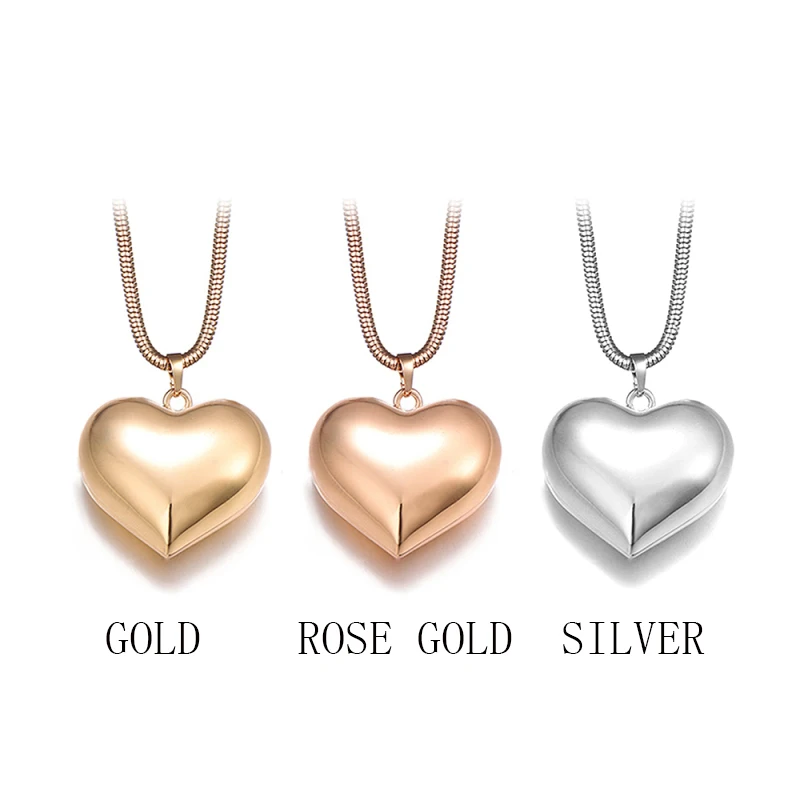 Classic Big Heart Pendant Necklaces Cute Glossy Long Necklace Jewelry For Women Fashion Birthday Party Gifts Drop shipping | Украшения и