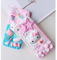 for iphone xxs max diy case 3d kt cat phone cover for iphone 8 7 6 6s plus xr handmade cream candy flower case girl gift