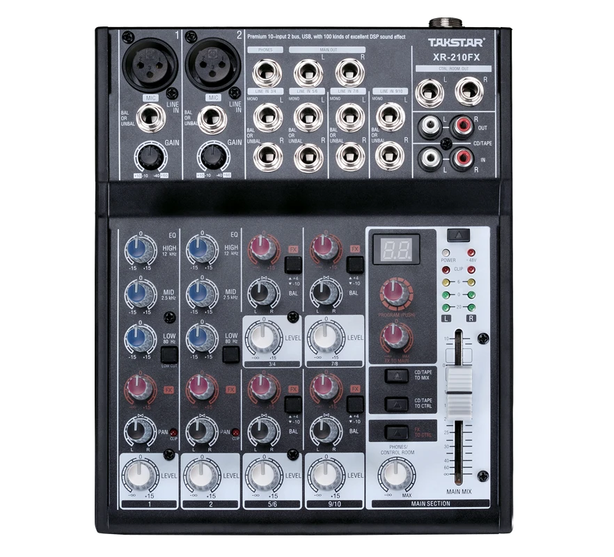 Takstar XR-210FX Karaok цифровой микшерный пульт простой гибкий эффективный микшерный пульт премиум 10 Вход 100 видов