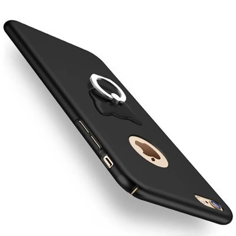Чехол для iPhone 8 Plus жесткий чехол телефона с кольцом Apple 7 SE 5s 6 S 5 простой черный