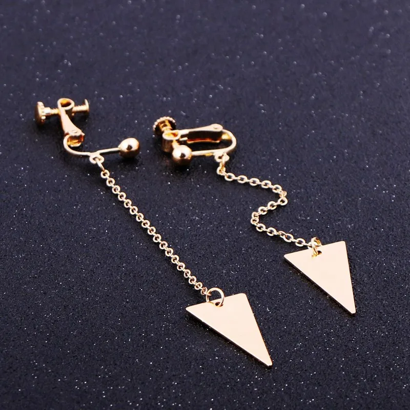 Минималистичный модный геометрический треугольный кулон с винтовым зажимом для