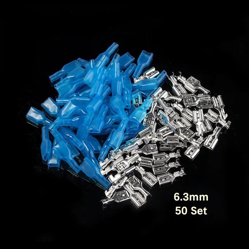 100PCS 6.3mm Crimp Terminal 50 Female Spade Connector Seal Electrical Wire Connectors Set with Case | Обустройство дома