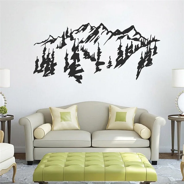 DIYWS в китайском стиле горы деревья wall art Наклейка Съемный Традиционный китайский