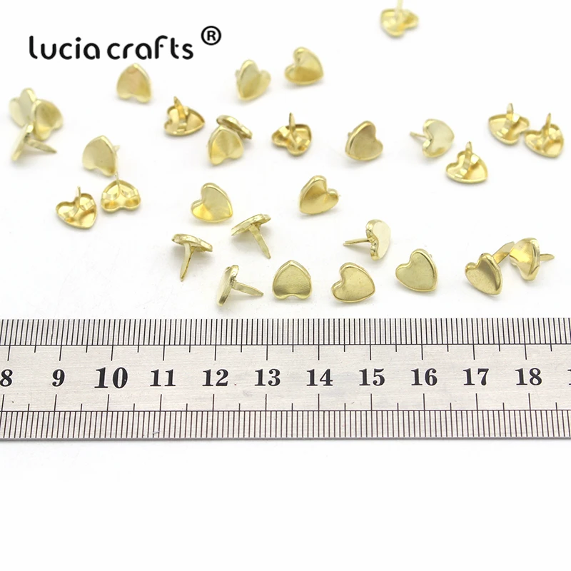 Lucia crafts 50 шт 9 мм золотые железные сердце штифтики для скрапбукинга, украшение из металла ручной работы DIY украшения аксессуары G0910