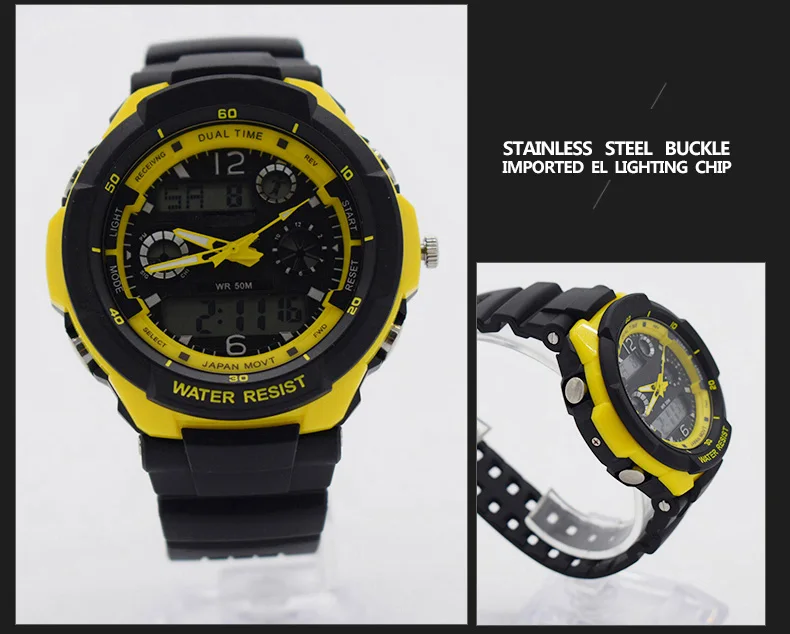 BOUNABAY Водонепроницаемые часы для мужчин оригинальные мужские часы esportivo мужские верхние бренды цифровые часы военные часы оранжевые плавать saat on.