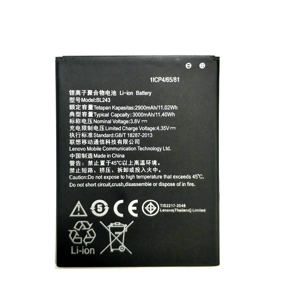 

Новинка 2019, аккумулятор BL243 на 3000 мАч для Lenovo K3 Note K50-T5 A7000 A5500 A5860 A5600 A7600, сменный аккумулятор