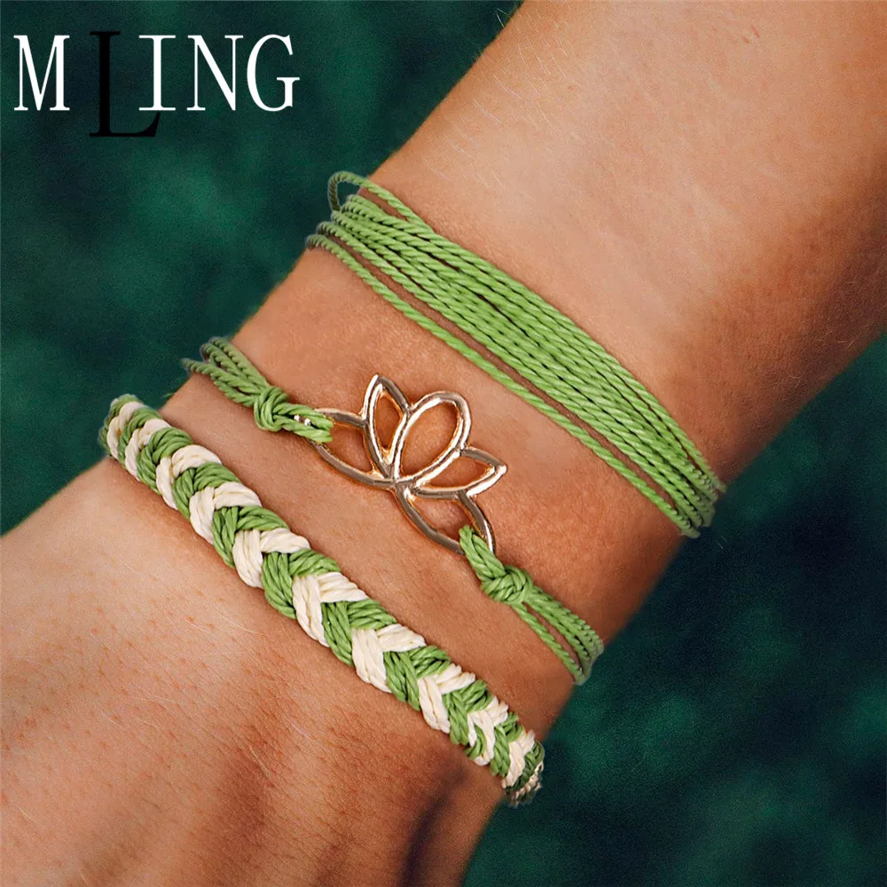 MLING 3 шт./компл. винтажный многоцветной браслет из веревочной цепи в богемном