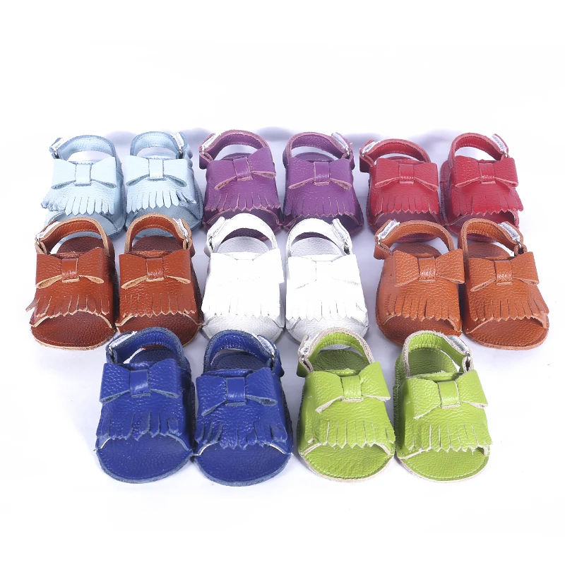 Сандалии детские из воловьей кожи с бантом вырезами |