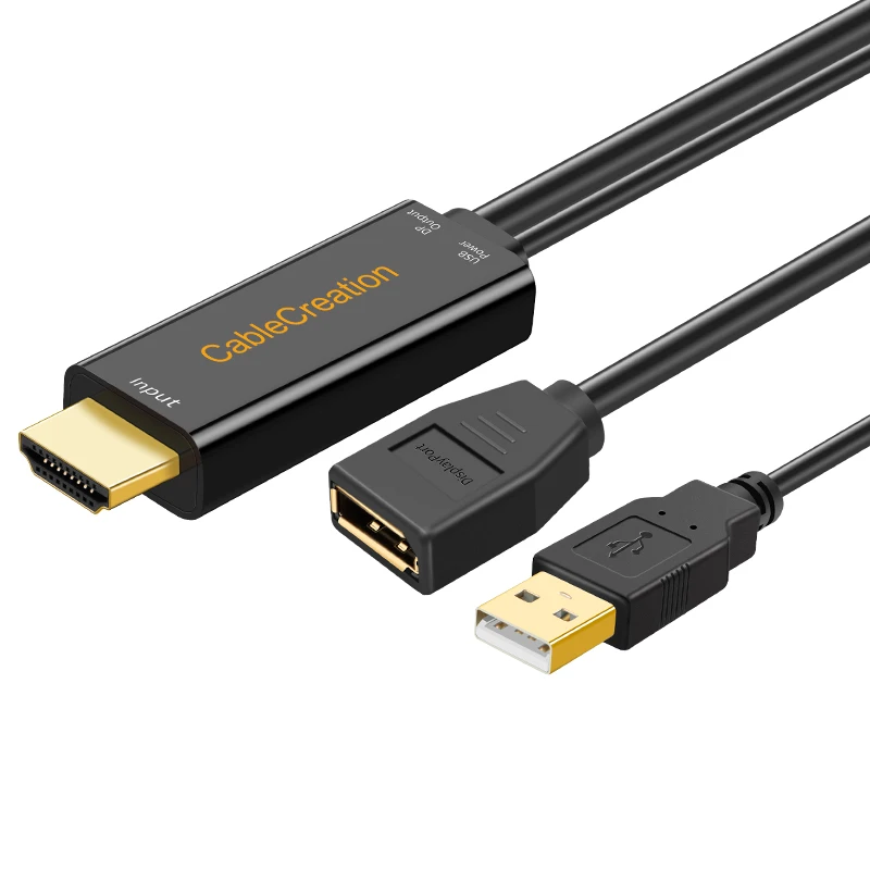 Адаптер HDMI на DisplayPort 0 5 футов 4K UHD DP преобразователь с поддержкой питания USB