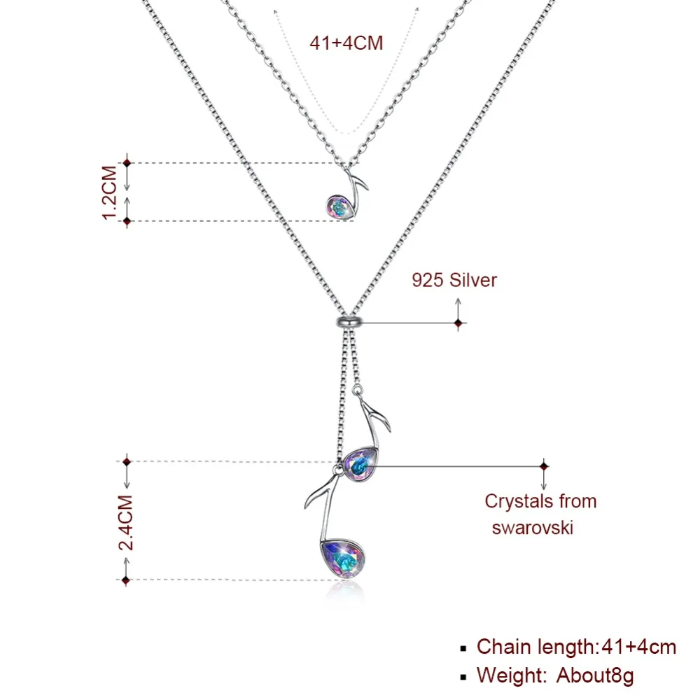 Подвеска с кристаллами Swarovski подвеска-музыкальные ноты Женская романтичные