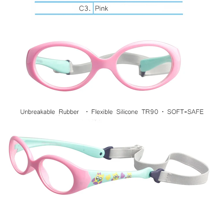 Pink IVSTA с ремешком от 0 до 3 лет маленькие детские очки для детей очки TR90 силиконовые оправы для очков для детей оптическая оправа мягкая - Цвет оправы: Pink