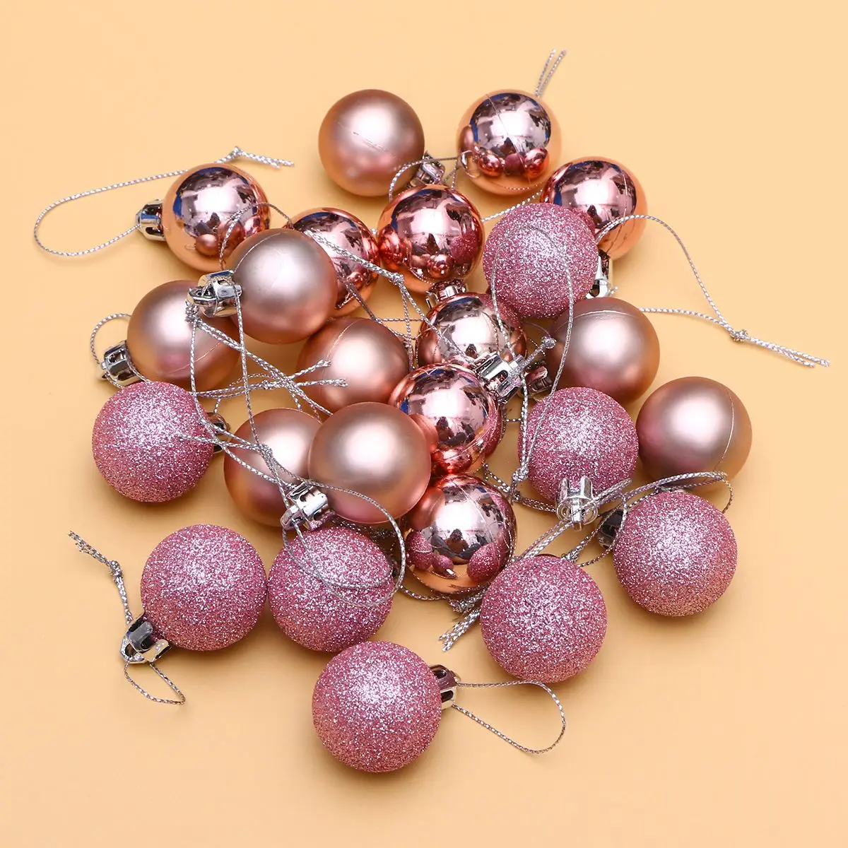 24pcs Christmas Pink Ball Ornaments Tree Decorations Xmas Baubles For Holiday Wedding Party Decoration Navidad Gift