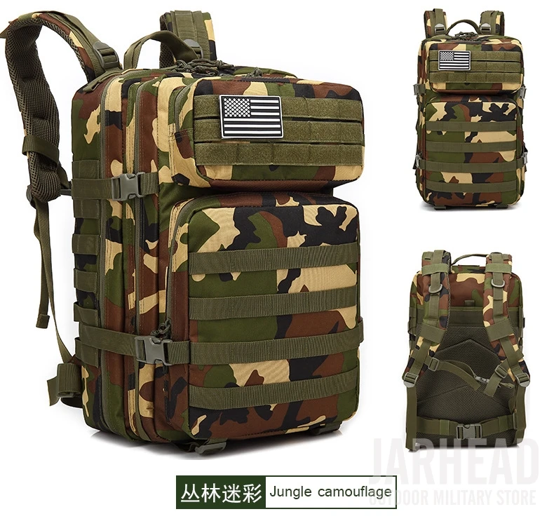 Темно-синий Тактический штурмовой рюкзак 3P EDC Molle, мужской рюкзак для занятий спортом на открытом воздухе, альпинизмом 45L, охотничьей походной Оксфордской сумкой