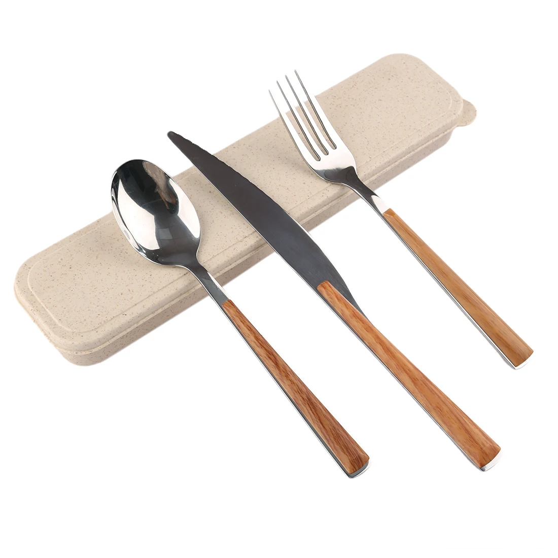 ITECHOR Имитация деревянной ручки из нержавеющей стали портативная посуда столовая