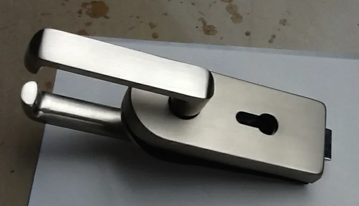 Стекло замок с ручкой и цилиндр + ключи анодированный алюминий | Обустройство