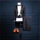 (Пиджак, брюки, жилет, галстук-бабочка и пояс) 2018 высококачественный мужской костюм Pie Tail Мужские Костюмы приталенные блейзеры для жениха на свадьбу и выпускной