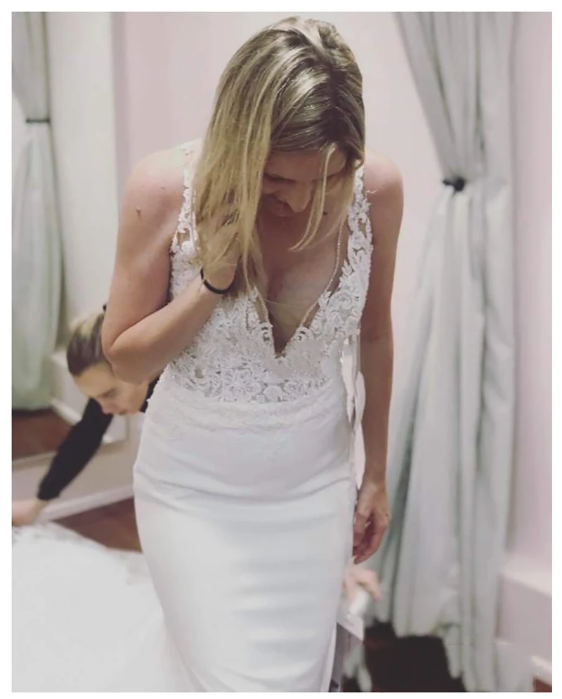 Свадебное платье с кружевной аппликацией LORIE свадебное открытой спиной и длинным