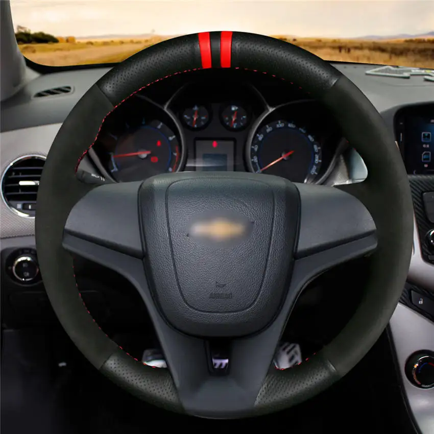 MEWANT черный замшевый черный кожаный чехол рулевого колеса автомобиля для Chevrolet Cruze 2009- Aveo 2011- Orlando 2010- Holden - Название цвета: Style-03