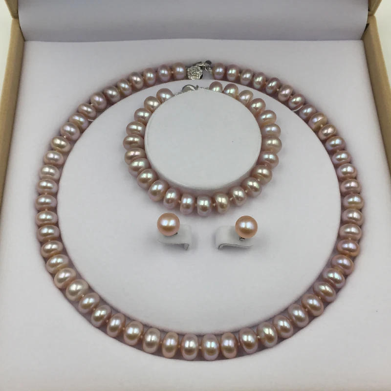 Набор из ожерелья и сережек Sinya набор натуральной нити жемчуга браслета розового