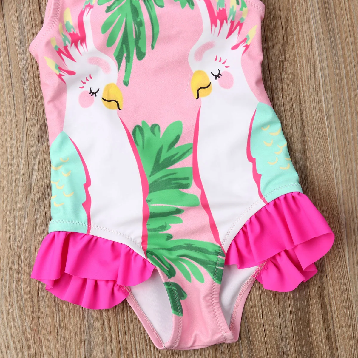 Лето 2019 брендовый купальник-бикини с цветами и попугаями для маленьких девочек