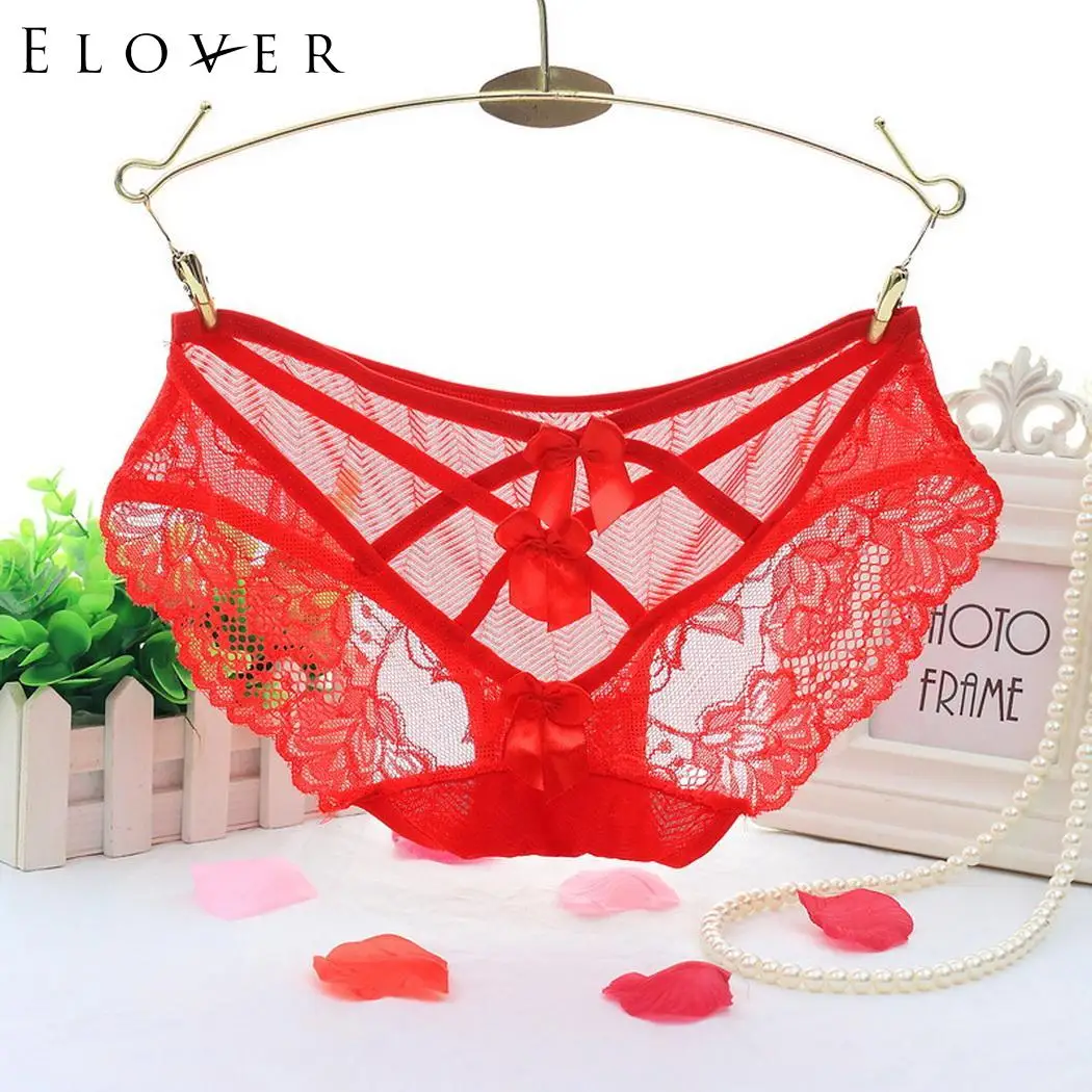 Женские кружевные трусики Elover с цветочным принтом и бантиком нижнее белье из