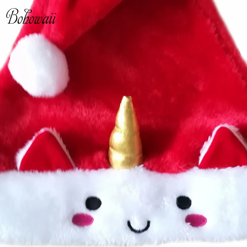 BOHOWAII Новый Дизайн Зимняя плюшевая Единорог Рождественская шапка унисекс оптовая