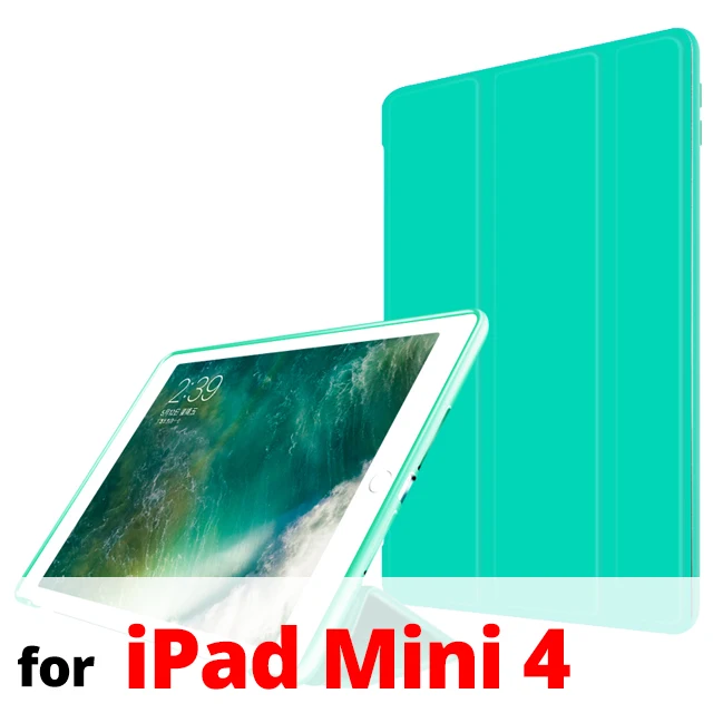 Чехол для iPad Mini 4 7," с магнитной подставкой из искусственной кожи, силиконовый мягкий чехол-накладка из ТПУ для iPad Mini 1 Mini 2 Mini 3, умный чехол - Цвет: Mint Green Mini 4