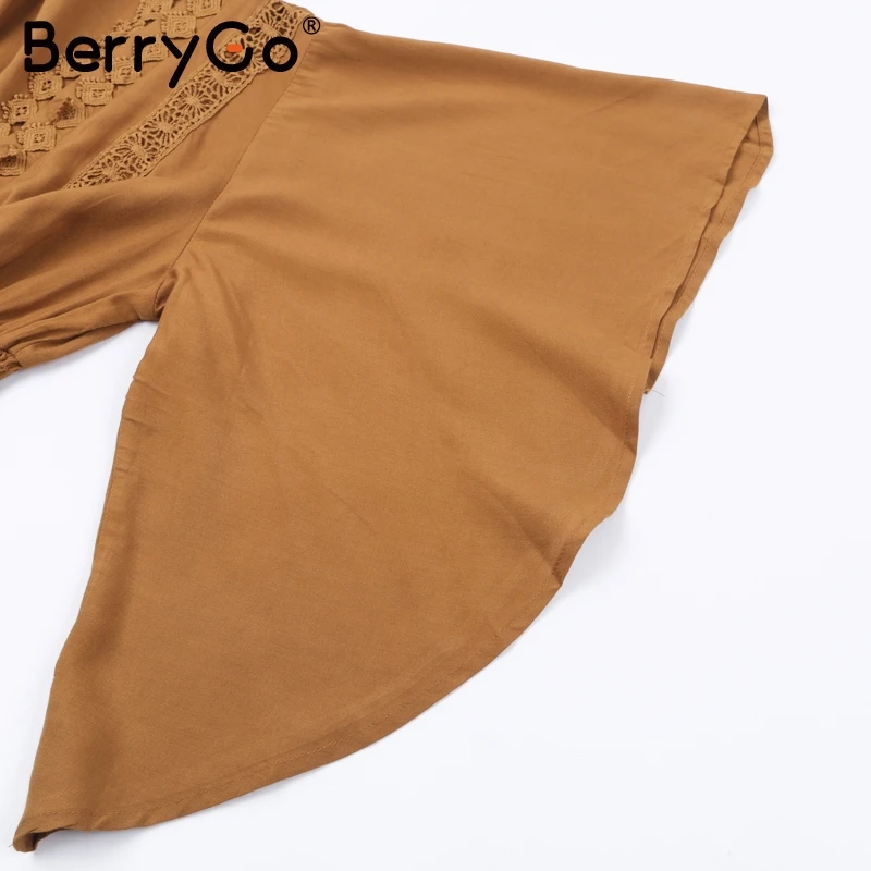 BerryGo кружевное летнее платье с v-образным вырезом, женское платье средней длины с неровной высокой талией, повседневное уличное платье для женщин