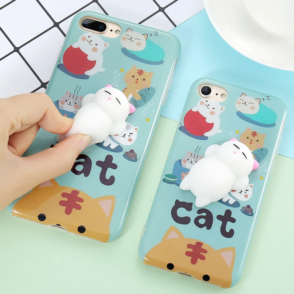 Kisscase милые 3D мягкими телефон чехлы для iPhone 7 Plus Забавный Кот Panda Печать крышка 6 6S