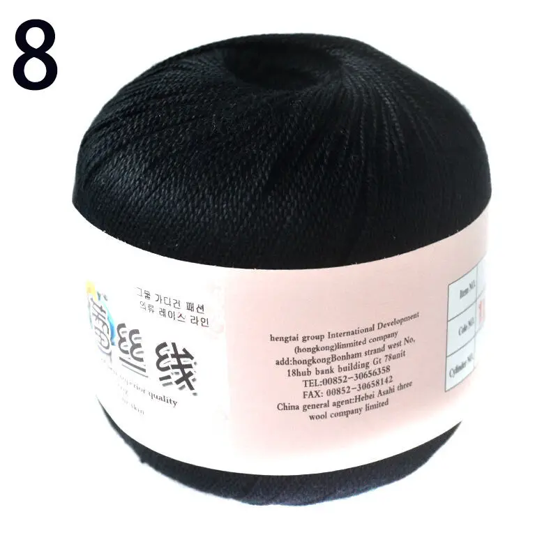 8 50g/ball Crochet Cotton Yarn 2 ply Middle Thin 0.8mm Lace Cotton Yarn Hand-knitting Yarn Machine Knitting Crochet Threads - Цвет: 8