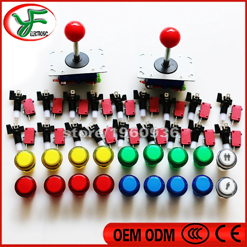 DIY Jamma аркадная игра ki 2 шт ZIPPY джойстик + 16 LED Прозрачная пластиковая кнопка с