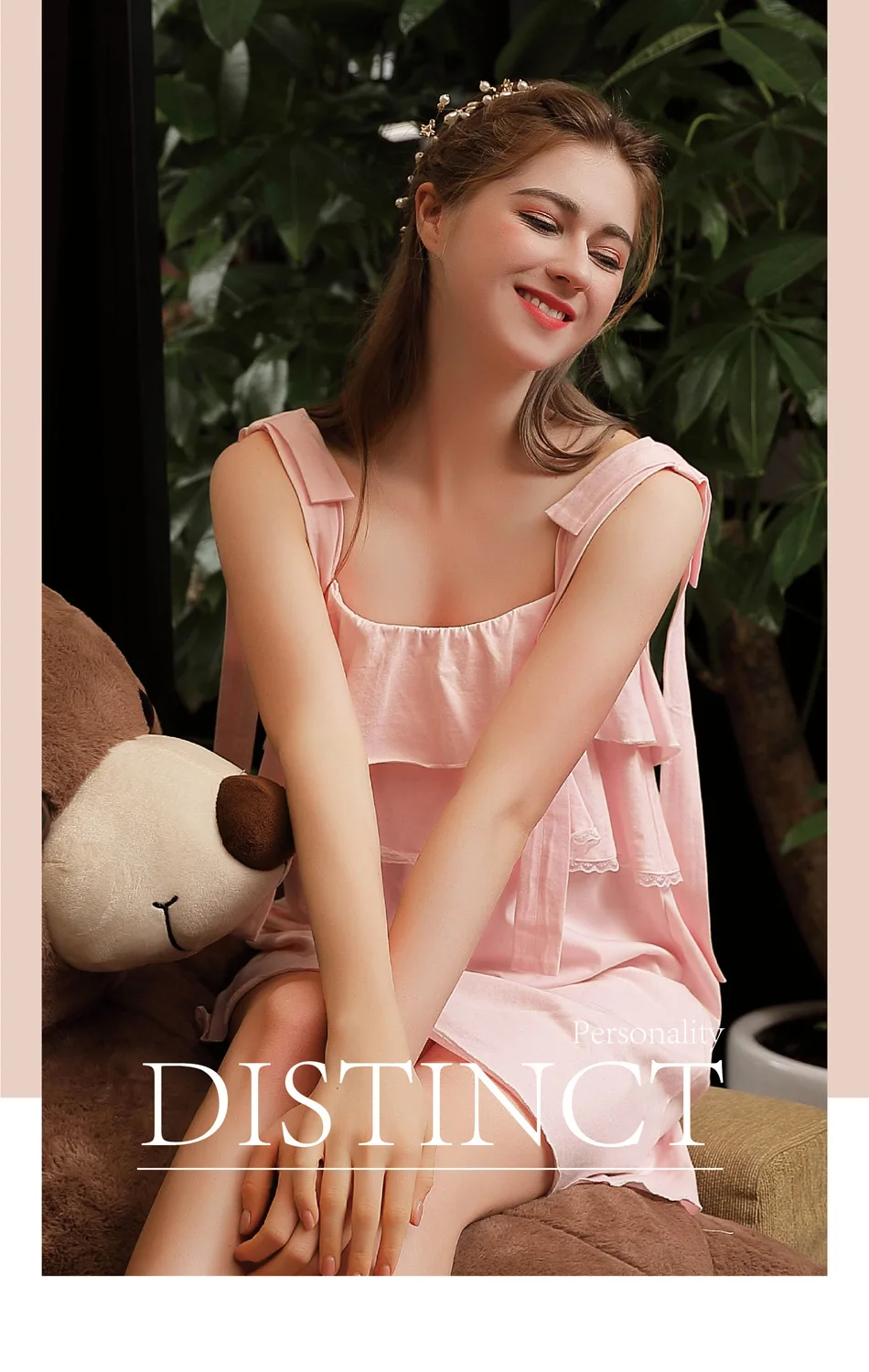 2019 Летняя женская хлопковая ночная рубашка без рукавов Женская Милая Кружевная