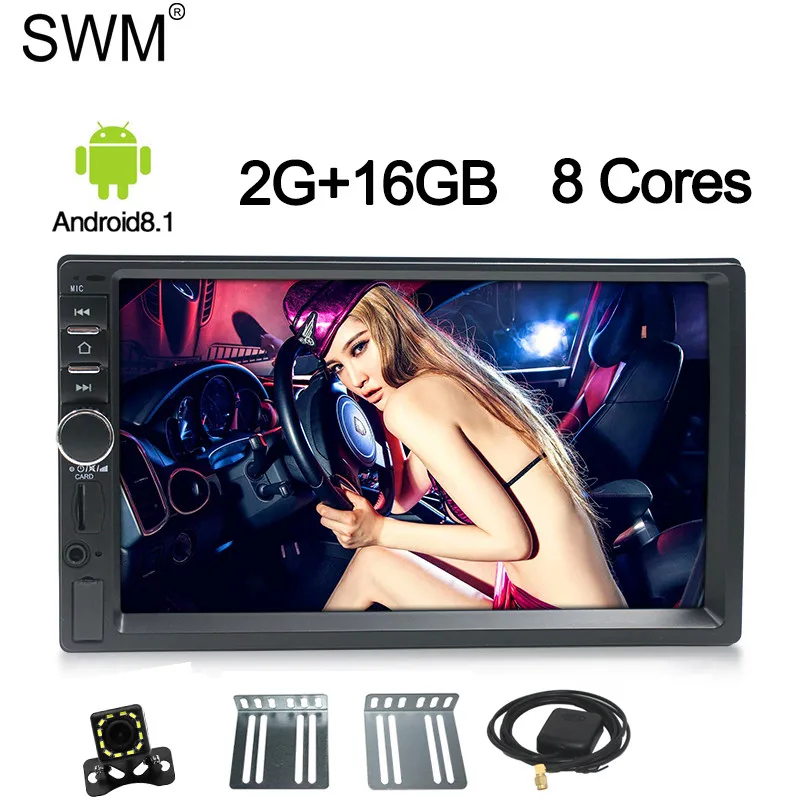SWM " 2G 16 Гб Радио 2 Din Android 8,1 Авторадио gps навигация автомобиля стерео Зеркало Ссылка 7" 2din парктроник Авторадио Bluetooth - Цвет: Radio with Camera 3