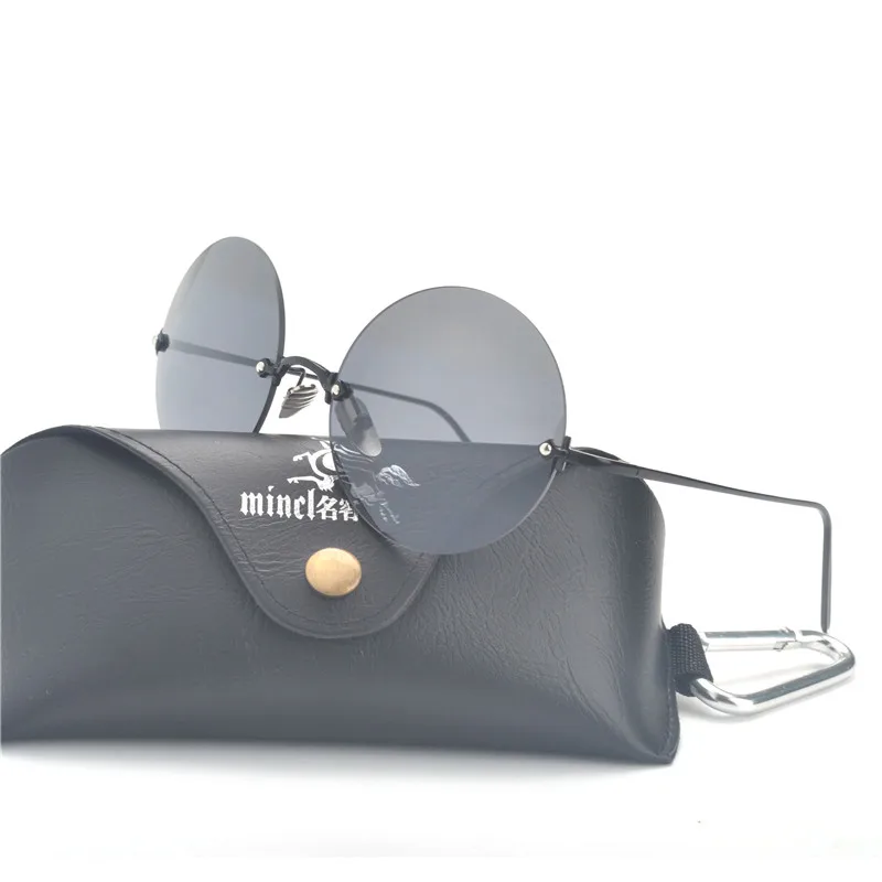 MINCL/2017 новые круглые солнцезащитные очки без оправы женские Винтажные