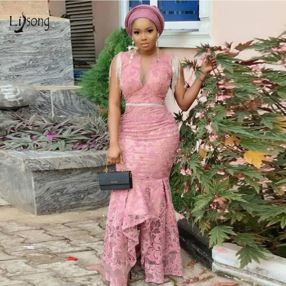 Пыльное розовое платье Aso Ebi для выпускного вечера коллекция 2019 года сексуальные