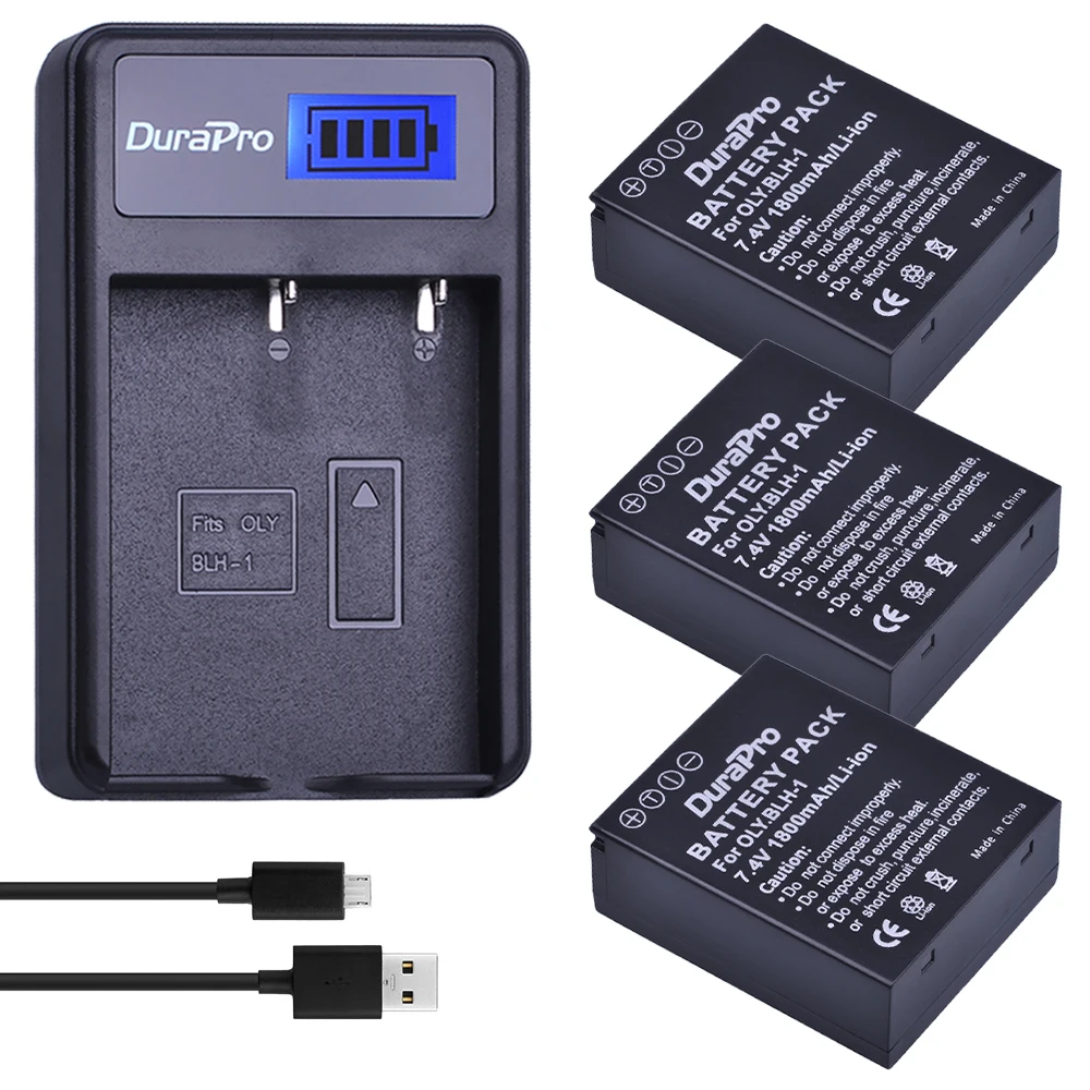 Durapro 3 шт. BLH 1 BLH1 запасная литий ионная батарея и ЖК дисплей одно зарядное